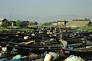Boats at the Nampan Market at the Inle Lake