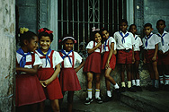 Schoolgirls and -boys in Santiago